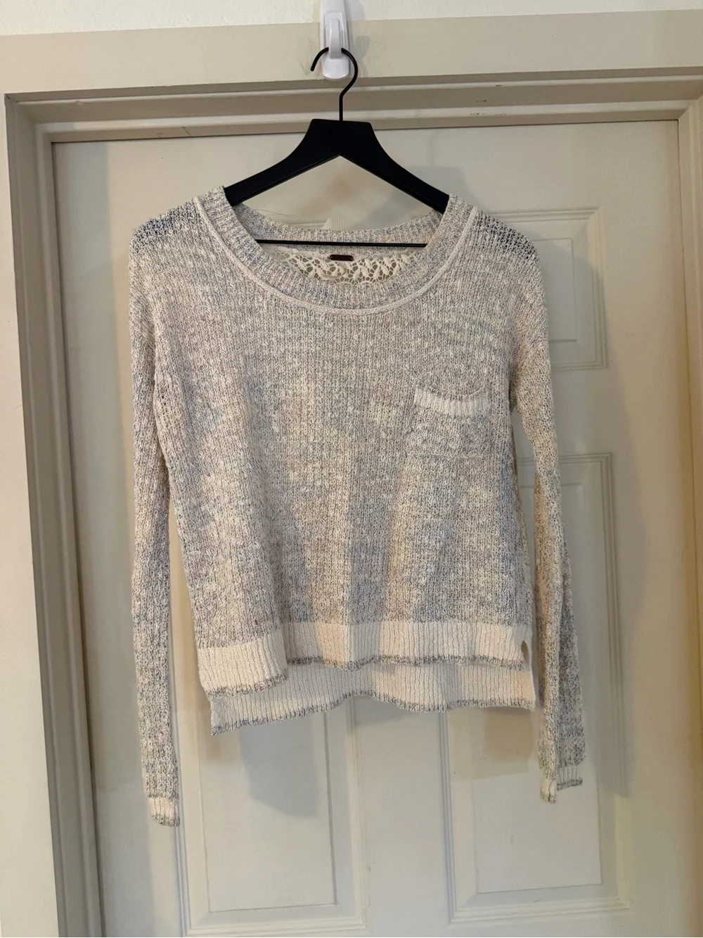 Free People Heathered Cream Crewneck Pullover